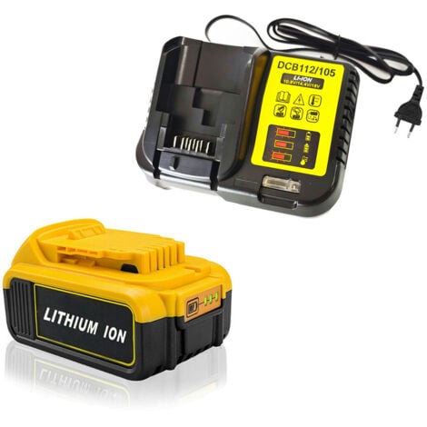 (pack de 2)Batterie 18V 5.0Ah pour DEWALT + Chargeur DCB112 20V