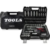 Coffret Kit Outils 108 pcs BM TOOLS BMT-108-PCS Clé à Cliquet Douille Acier Vanadium Douilles, Mécanicien, Garagiste, Bricoleur