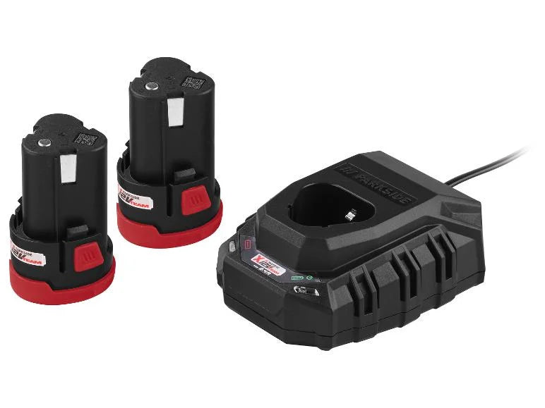 Set perceuse-visseuse et visseuse à chocs sans fil + 2 batteries + chargeur, 12 V